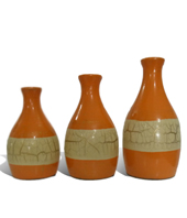 Flores :  - Trio de vasos - Laranja